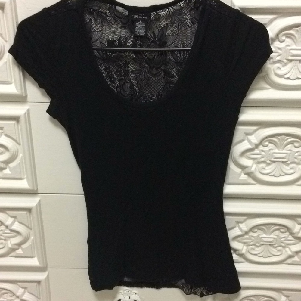 Rue21 Black Lace T-Shirt